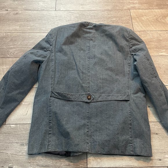 Handcrafted Men's Tyrol Loden Trachten Jacket Denim German Bavarian XL - Picture 6 of 8